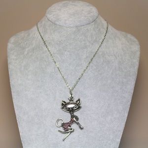Pink Cat Pendant Necklace